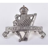 WW2 Royal Ulster Rifles Officers Sterling Silver Cap Badge