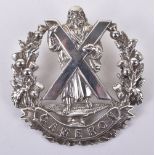 Hallmarked Silver Cameron Highlanders Officers Glengarry Badge