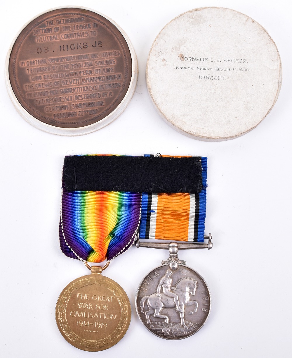 Unusual Great War Royal Naval Volunteer Reserve Medal Pair with League of Neutral Countries Medal - Image 3 of 3