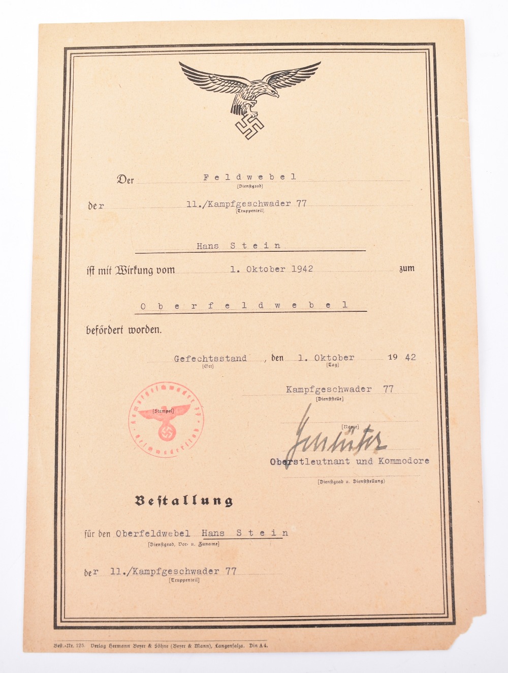Rare Third Reich Luftwaffe Silver Honour Goblet (Ehrenpokal) and Document Grouping - Image 39 of 48