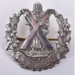 Fine Hallmarked Silver Cameron Highlanders Officers Glengarry Badge