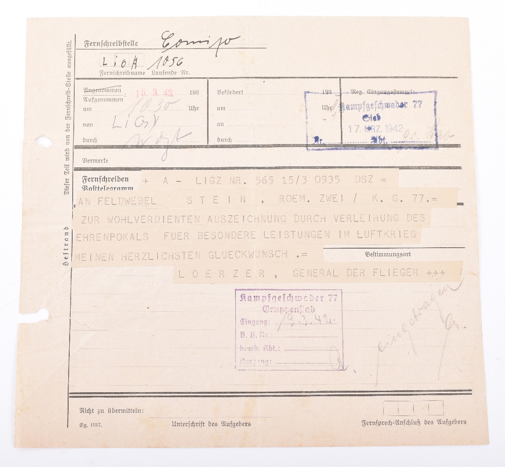 Rare Third Reich Luftwaffe Silver Honour Goblet (Ehrenpokal) and Document Grouping - Image 30 of 48