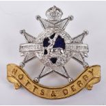 Notts & Derby Regiment Officers Cap Badge
