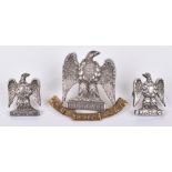 WW2 Royal Scots Greys Officers Sterling Silver Cap and Collar Badge Set