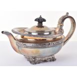 A heavy George III silver tea pot, by Benjamin Smith III, London