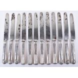 A set of six silver handle table knives, by R&S Garrard & Co, London 1907