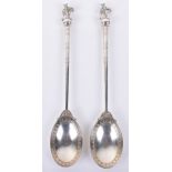 A fine and rare pair of Victorian silver salad spoons, by Wilson & Davis, London 1879