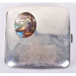 A Swiss silver and guilloche enamel domed cigarette case, by Achef