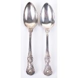 A pair of William IV fiddle, thread and shell pattern serving spoons, by Jonathan Hayne, London 1830