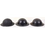 3x British Civil Defence Steel Helmets