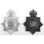 Two Metropolitan Police George 6th Kings Crown Helmet Plates