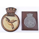 Early HMS Lark Painted Wooden Plaque