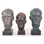 3x Adolf Hitler Head Table Busts