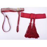 Victorian Officers Waist Belt, Sword Hangers and Crimson Waist Sash