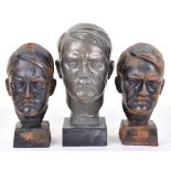 3x Adolf Hitler Head Table Busts