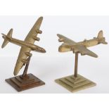 Two Brass Desk Models of WW2 Aircraft