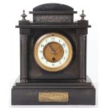 A late Victorian slate mantle clock