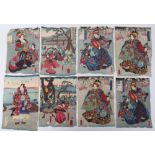 A set of eight Japanese Meiji (1834-1913) woodblock prints, Kunisada, circa 1850