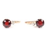 A pair of early 20th century Portuguese 18ct gold garnet and diamond earrings