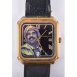 An unusual Swiss Made gold plated Saddam Hussein gentleman’s wristwatch