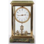 An early 20th century French Grivolas 400 day gilt metal and marble four glass bracket clock