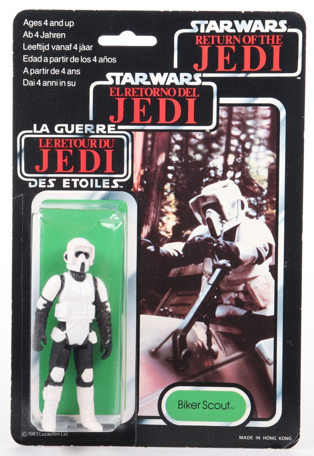 Palitoy General Mills Star Wars Return of The Jedi Tri Logo Biker Scout Vintage Original Carded min