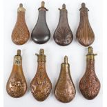 8x Assorted Gun-Sized Copper Powder Flasks