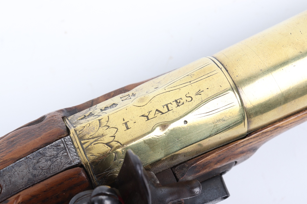 Rare Late-17th Century English Brass Barrel Flintlock Grenade Pistol by I .Yates - Image 5 of 8
