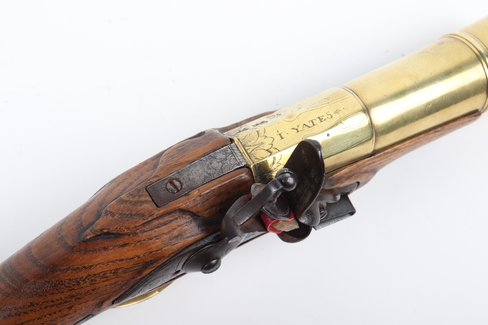 Rare Late-17th Century English Brass Barrel Flintlock Grenade Pistol by I .Yates - Image 4 of 8
