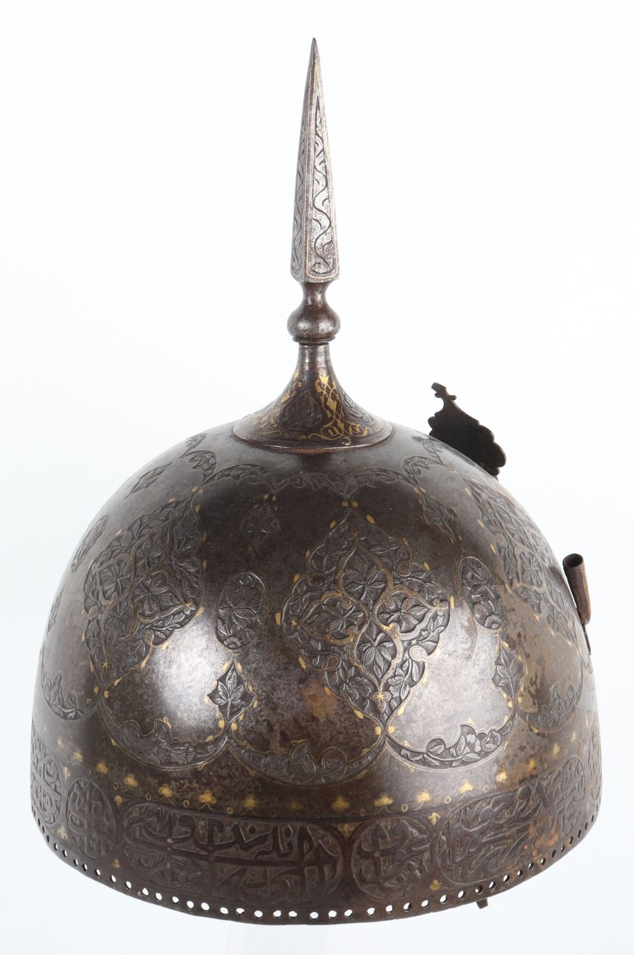 Persian Qajar Dynasty Matching Helmet Khula Khud and Shield Dhal - Image 5 of 27