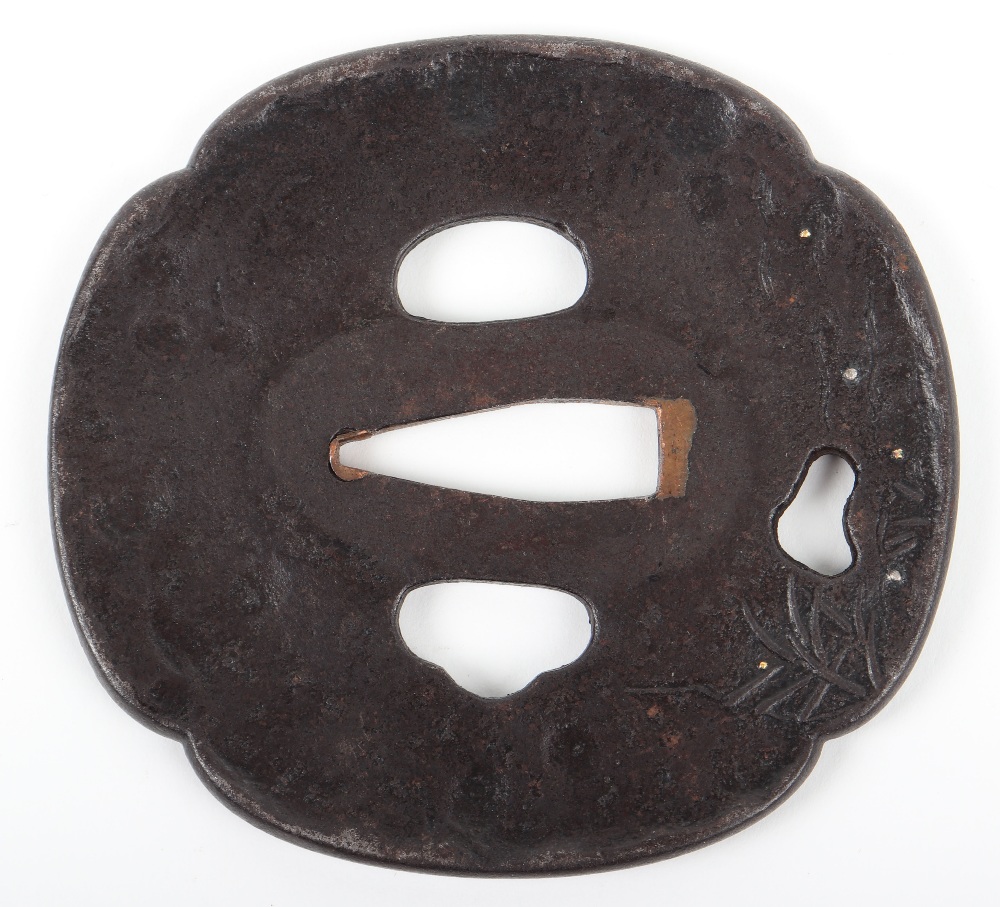 Iron Japanese Sword Tsuba of Mokko Form - Image 2 of 4