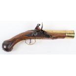 Rare Late-17th Century English Brass Barrel Flintlock Grenade Pistol by I .Yates