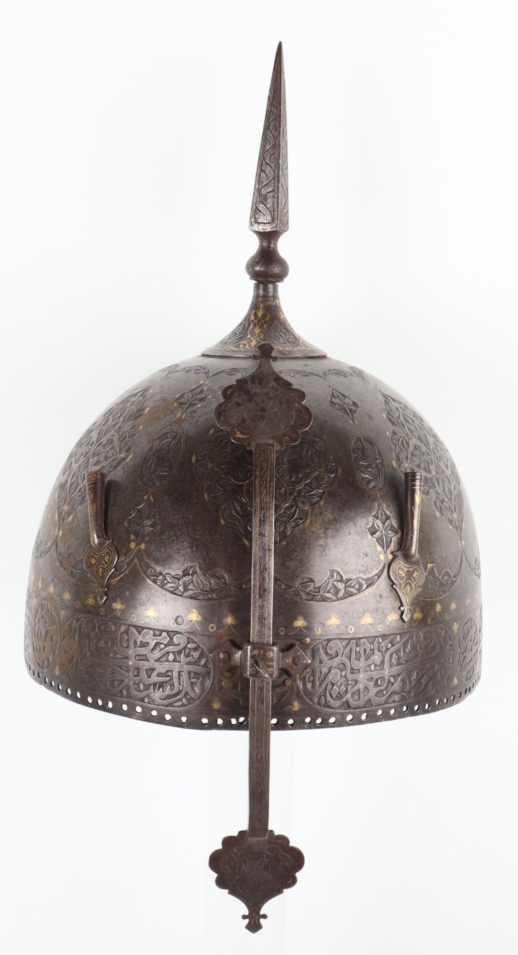 Persian Qajar Dynasty Matching Helmet Khula Khud and Shield Dhal - Image 2 of 27