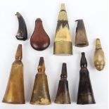 8x Assorted 19th Century Horn Powder Flasks