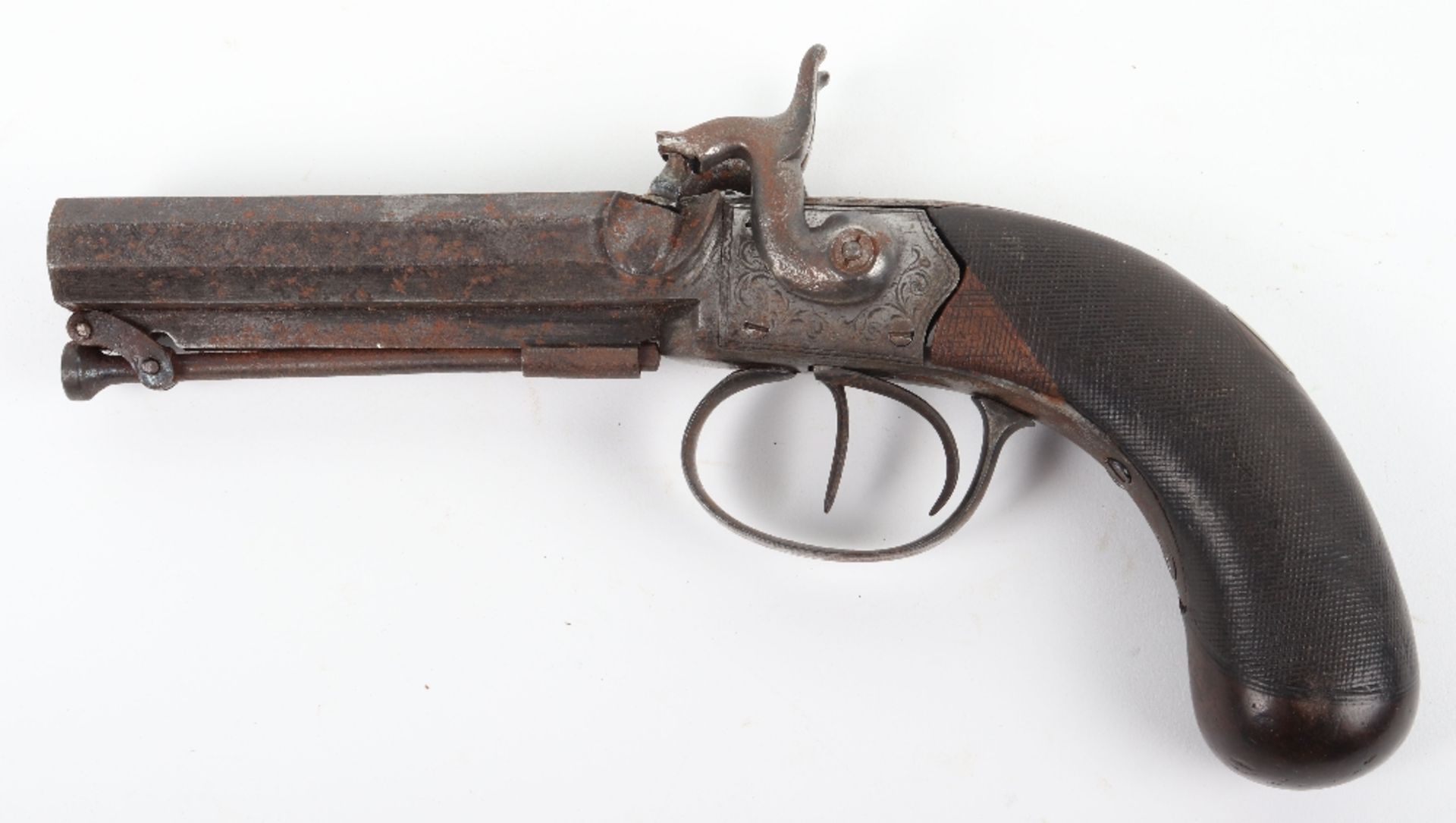Double Barrel 54-bore Boxlock Percussion Travelling Pistol by Gibbs of Bristol - Image 6 of 7
