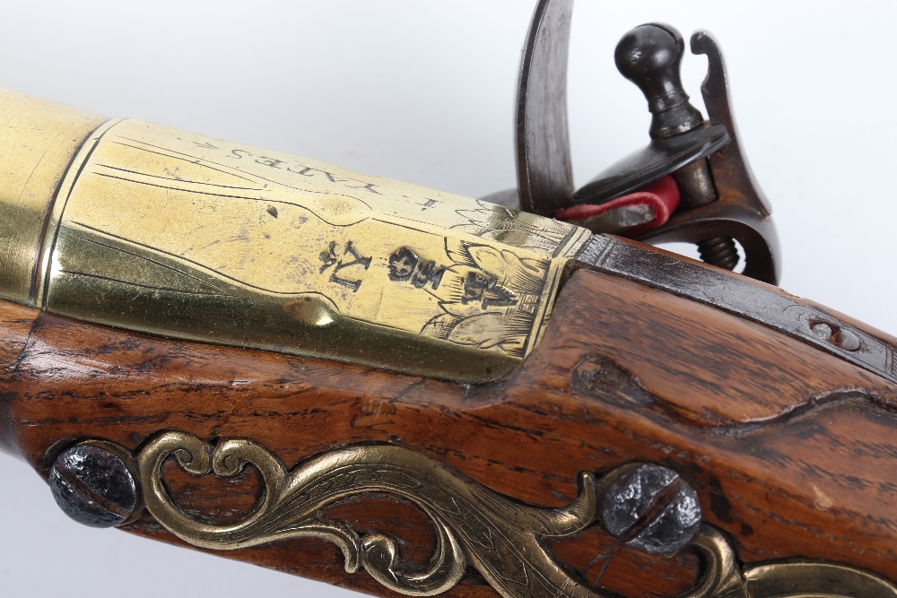 Rare Late-17th Century English Brass Barrel Flintlock Grenade Pistol by I .Yates - Image 8 of 8