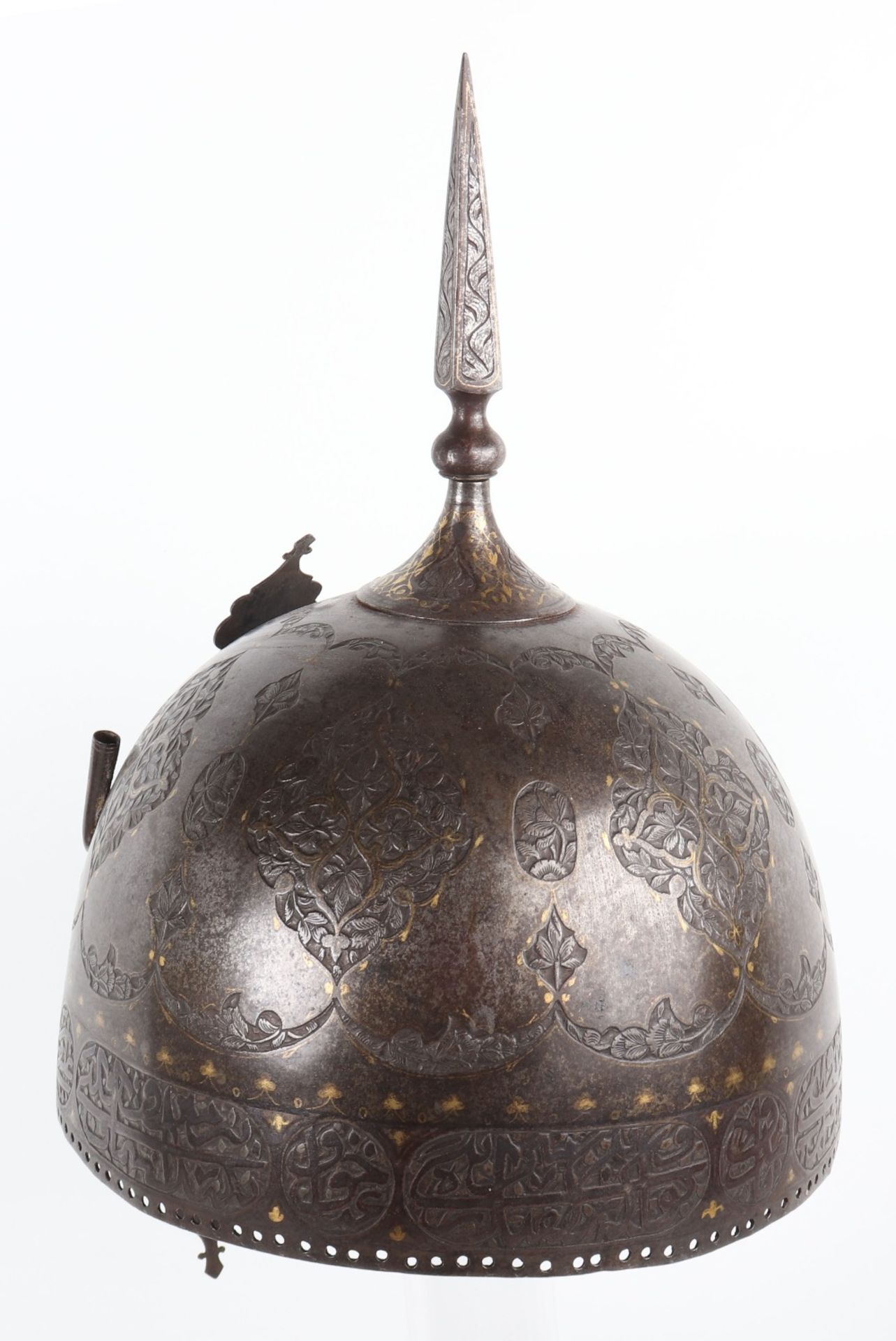 Persian Qajar Dynasty Matching Helmet Khula Khud and Shield Dhal - Image 4 of 27