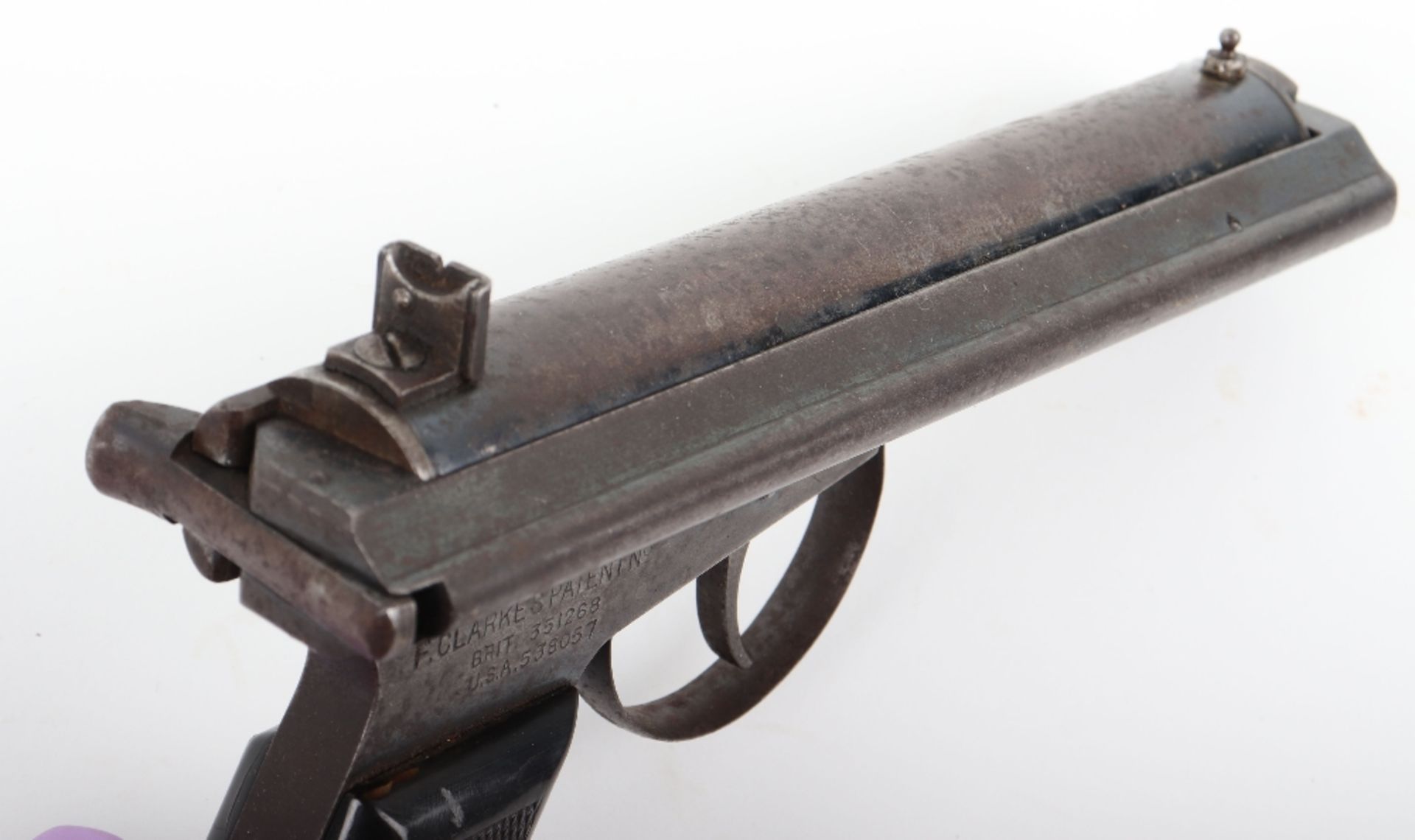 Scarce .22” Warrior Side-Lever Cocking Air Pistol No. 1921 - Image 4 of 8