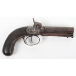 Double Barrel 54-bore Boxlock Percussion Travelling Pistol by Gibbs of Bristol