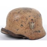 German Army Afrika Korps (D.A.K) Camouflaged Steel Combat Helmet