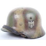 German Army Normandy Camouflaged Steel Combat Helmet