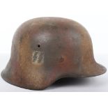 Waffen-SS Single Decal Normandy Camouflaged Steel Combat Helmet