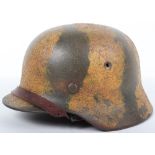 Waffen-SS Single Decal Camouflaged Steel Combat Helmet