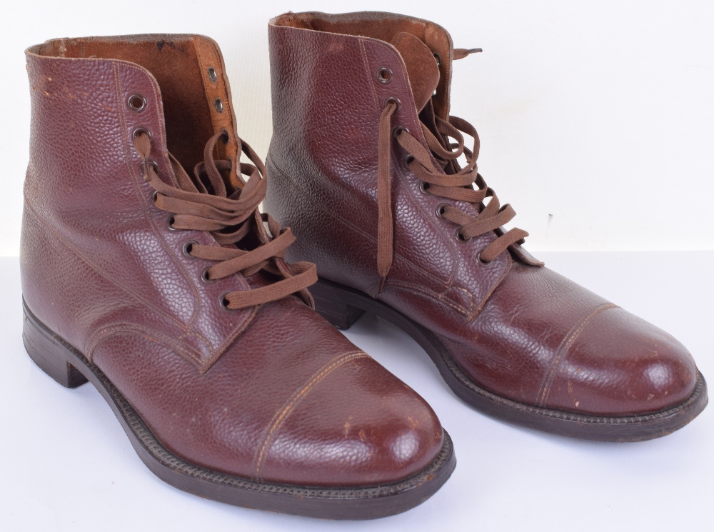 Pair of British WW2 Period Leather Boots, brown leather ankle pattern ...