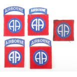 5x WW2 American 82nd Airborne Division Cloth Patches