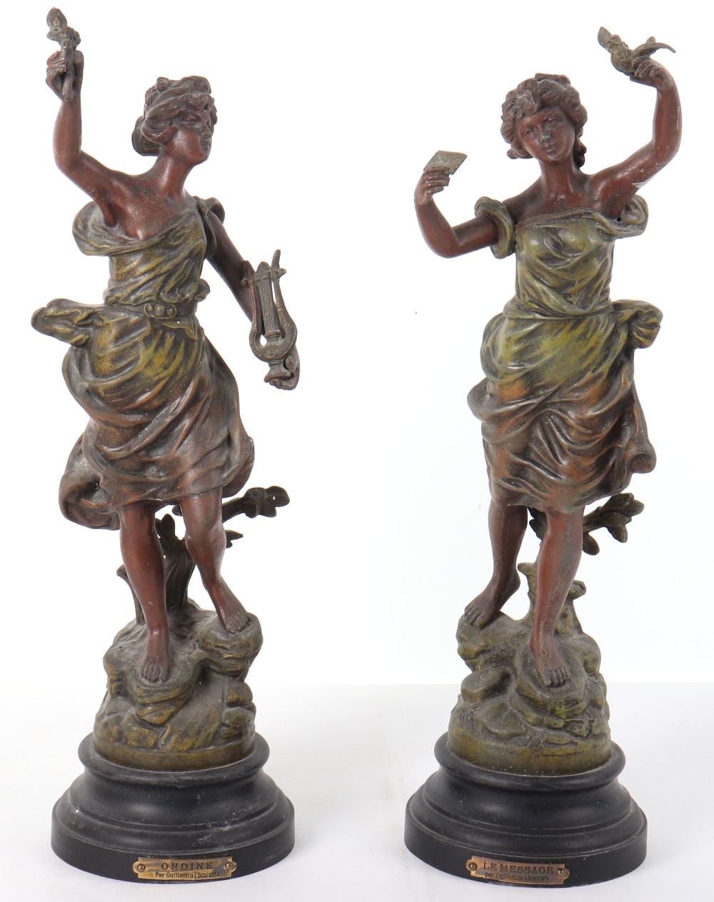 A pair of spelter figures after E.C.H Guillemin