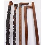 5x assorted wooden walking sticks c.1900