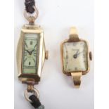 Two 18ct gold cased wristwatches