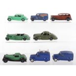 Eight early post-war Dinky Toy cars and vans