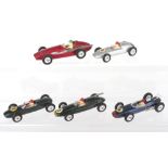 Five unboxed Solido Diecast Racing cars 1/43 scale, circa 1960’s